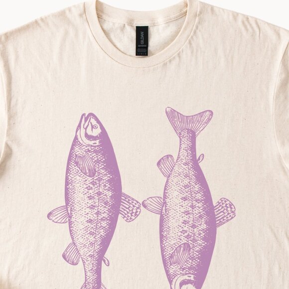 Two Sardines Graphic T-Shirt Fish Lover Tee - Picture 2 of 4